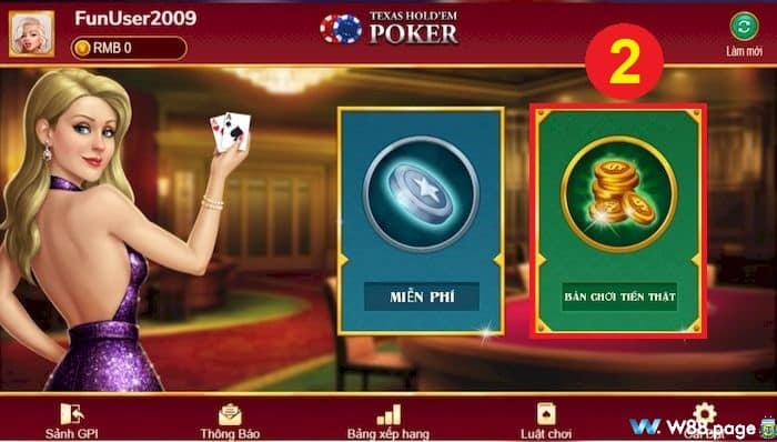 Chơi Poker trên W88 thưởng 90,000 VND tiền cược miễn phí (3)