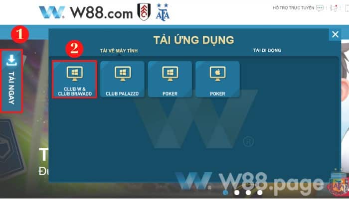 Hướng dẫn download W88 Club W nhận 90.000 VNĐ tiền cược 3